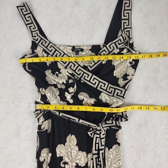 APT. 9 Floral Paisley, Black Tan Grecian Women's Belted Maxi Dress Size Small - Picture 7 of 11